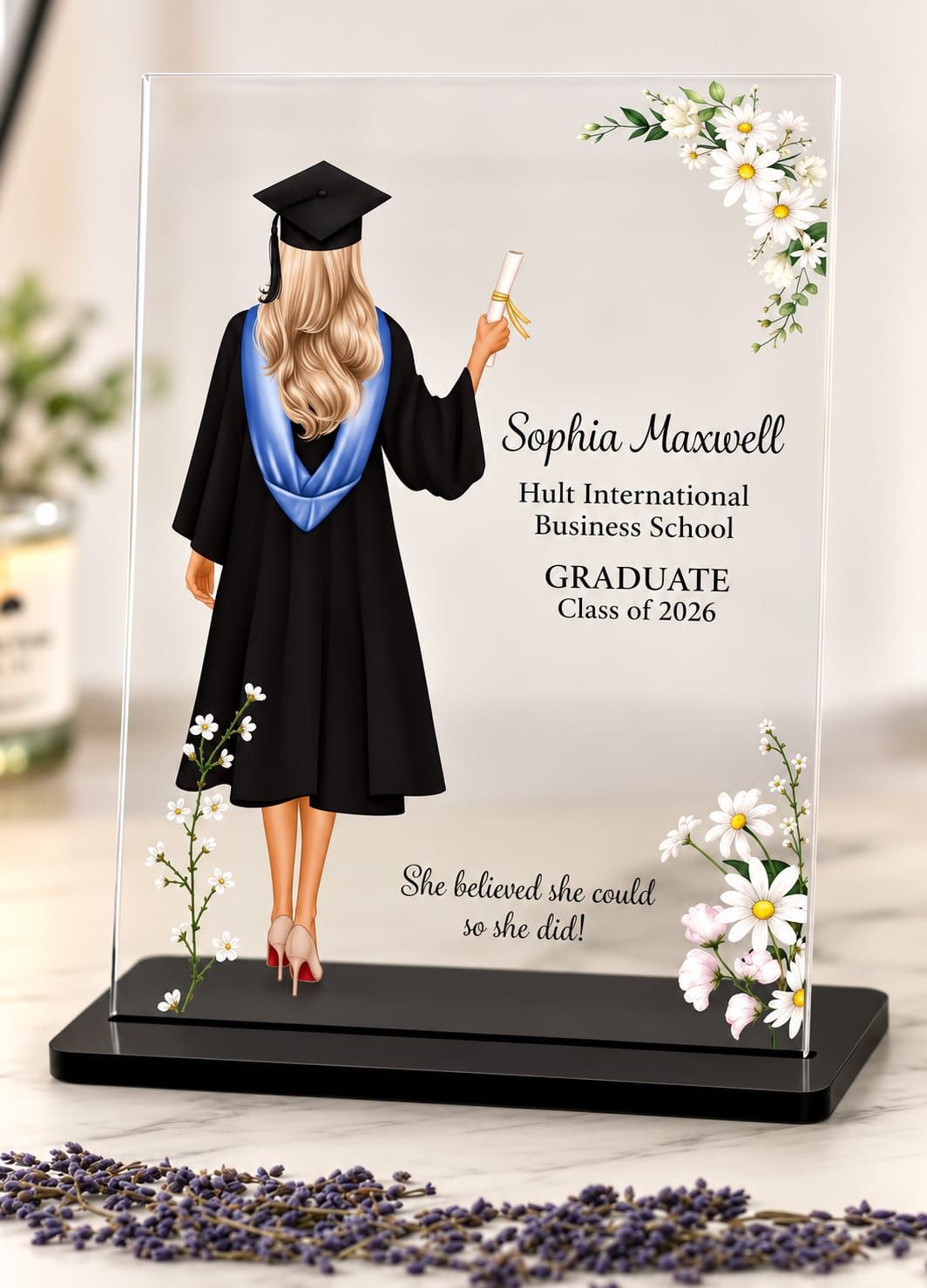 Customized Female 2D Acrylic Graduation Plaque